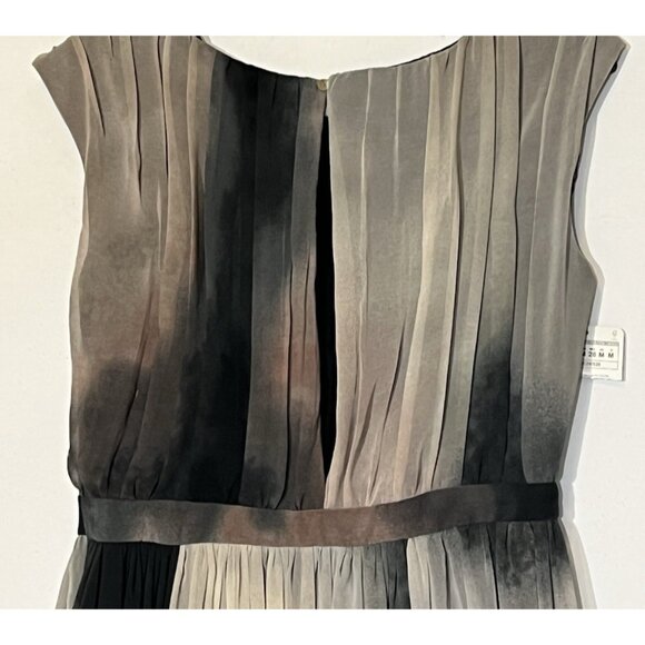 New Zara Abstract Watercolor Chiffon Sleeveless Pleated Party Maxi Dress - Picture 12 of 15
